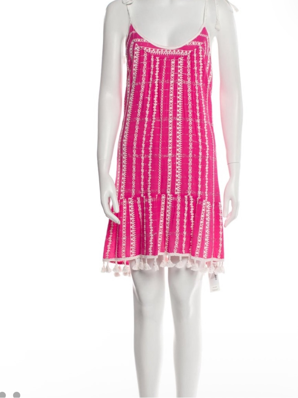 Ramy Brook Fuchsia Printed Tassel-Hem Mini Dress